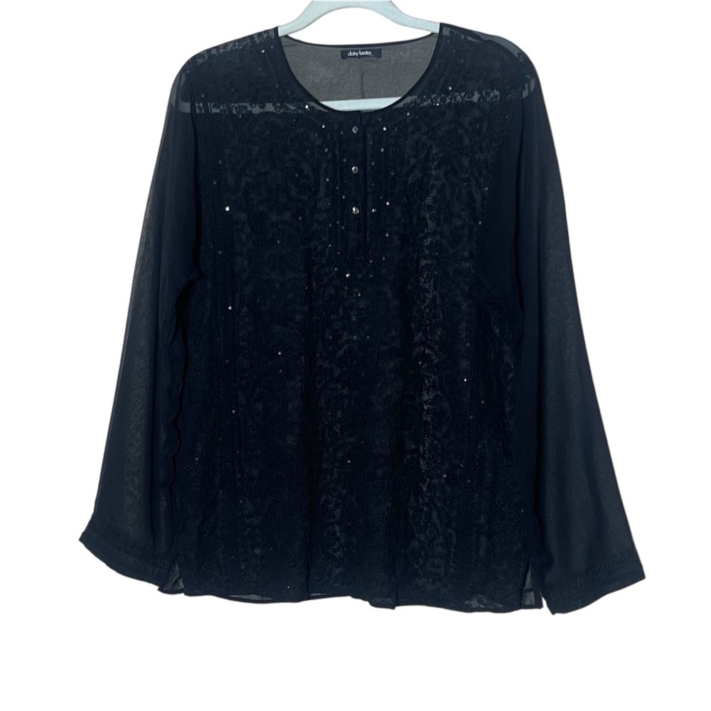 Daisy Fuentes Black Sheer Blouse